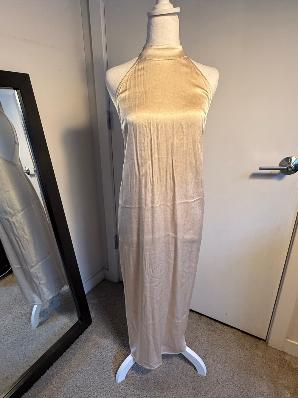 Zara Halter Maxi Dress in Champagne Gold